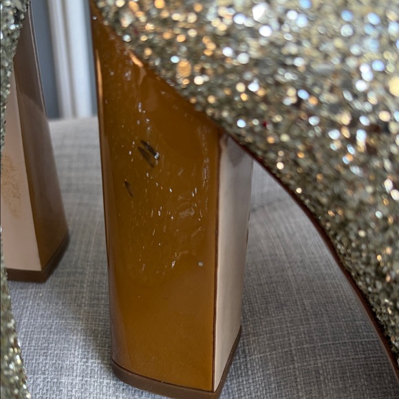 Miu Miu Gold Glitter Mary Jane Block Heels – Size 37.5 - Picture 9 of 15
